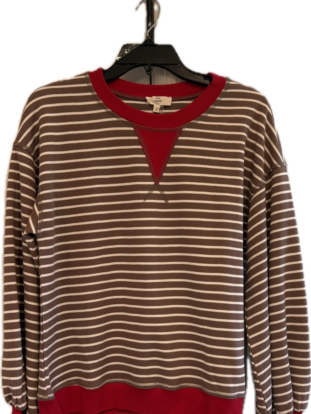 Entry Striped Brown & Red Crewneck Size Small Oversized